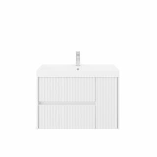 Set mobilier si lavoar compozit alb 80 cm,portofino