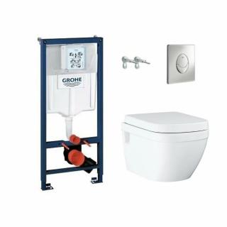 Set rezervor Grohe Rapid SL cu clapeta Skate Air crom+Vas wc suspendat Grohe Euro Ceramic Rimless 54x37 cm+ Capac wc Grohe Euro Ceramic cu inchidere normala