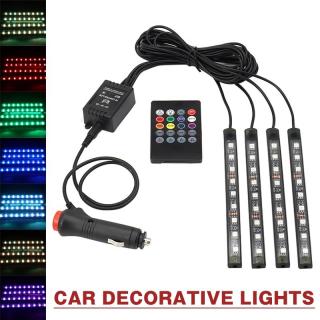 Kit 4 Lumini Ambientale RGB cu telecomanda, 12V, 9 LED, 17 cm LAL-9