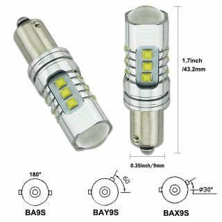 Led auto Alb H21W   BAY9S Canbus 80W 12-24V Leduri CREE - BTLE1116C-BAY9S-WHITE