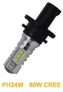 Led auto Alb PH24W 80W 12-24V Leduri CREE 750 Lm