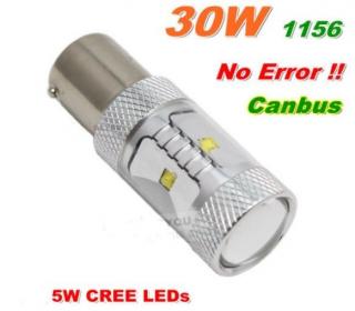 Led auto Rosu 30W BA15S 12-24V Canbus cu leduri CREE