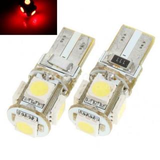 Led auto ROSU T10 5 SMD Canbus