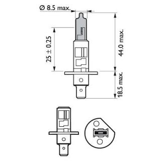 Set 2 Becuri Far H1 W5W P14.5S 55W 12V White Vision Ultra Philips