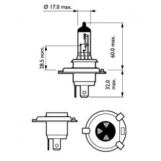 Set 2 Becuri Far H4 60 55W 12V Racing Vision Gt200 Philips