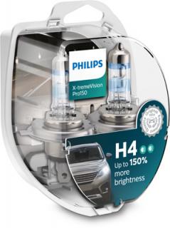 Set 2 Becuri Far H4 60 55W 12V X-Treme Vision Pro150 Philips