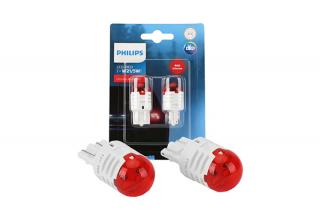 Set 2 Becuri Led Exterior 12V W21 5 Red W3X16Q Ultinon Pro3000 Si Philips