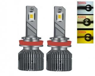 Set 2 leduri auto H11 Canbus, 3000K 4300K 6000K, putere 50W, luminozitate 11.000 Lm, 12V E9X-H11