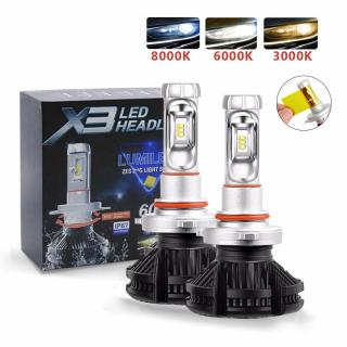 Set 2 leduri HB4 9006 X3 Canbus pentru far auto, putere 50W, luminozitate 12.000 Lm, 12V-24V X3-HB4