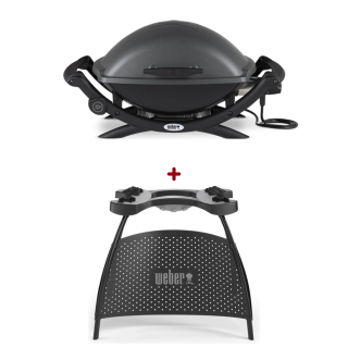 Set Gratar Electric Weber Q 2400 - Antracit + suport cu piciore