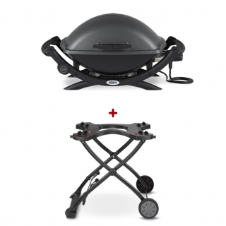 Set Gratar Electric Weber Q 2400 - Antracit + suport cu roti