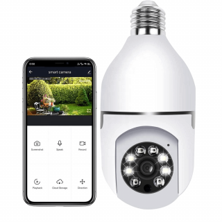 Camera de supraveghere PTZ 5MP 3K tip bec cu soclu E27 si WiFi, Bitmi 11407