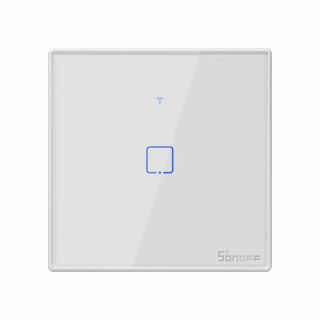 Intrerupator smart cu touch, Wifi + RF 433MHz, 1 canal, 2A, alb, Sonoff T2EU1C-TX