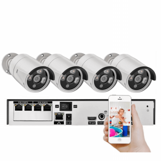 Kit 4 camere de supraveghere cu POE NVR, 4 canale, 4K 4MP, Bitmi 11415