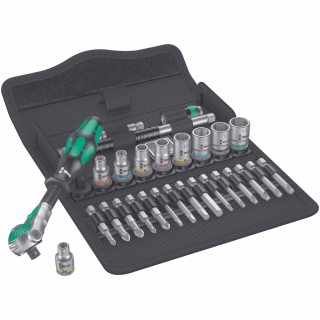 Set cheie cu clichet 8100 SA 6 Zyklop, tubulare si biti, 28 piese, 1 4   drive, Wera 05004016001