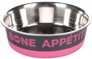 Bol hrana si apa Bone Appetit rotund gri  fuchsia  argintiu 1700 ml