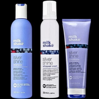 Set 3 produse - Ingrijire par blond, Sampon 300 ml, Balsam 250 ml, Spuma de neutralizare tonuri de galben 200 ml, Silver Shine, Milk_shake
