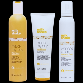 Set 3 produse - Ingrijire par catifelat, Sampon 300 ml, Balsam 250 ml, Spuma 200 ml, Make my day Milk_shake