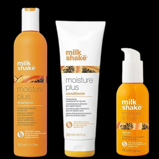 Set 3 produse - Ingrijire par hidratare intensa, Sampon hidratant 300 ml, Balsam hidratant 250 ml, Ser hidratant 100 ml, Moisture plus Milk_shake