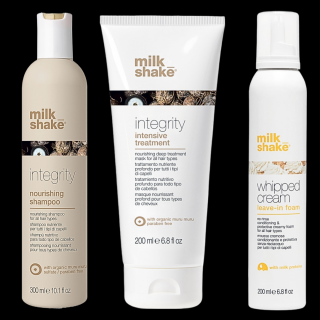 Set 3 produse - Ingrijire par hidratare, Sampon hidratare puternica 300 ml, Masca intens hranitoare 200 ml, Spuma leave-in 200 ml, Integrity Nourishing Milk_shake