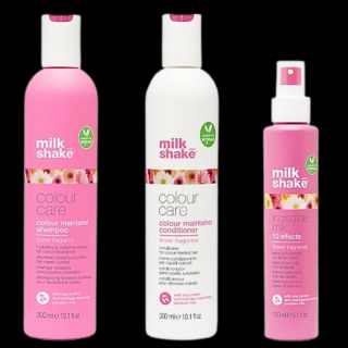 Set 3 produse - Ingrijire par vopsit, Sampon 300 ml, Balsam 300 ml, Masca leave-in tratament 12 efecte 150 ml, Colour Care Flower Milk_shake