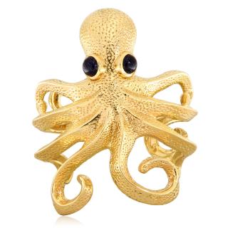 Bratara Masiva Aur Galben 14k Octopus Piatra Soarelui Lab - Design Impresionant