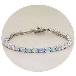Bratara tennis Argint 925 Placat cu Rodiu Opal Etiopian Natural - Eleganta si Stralucire