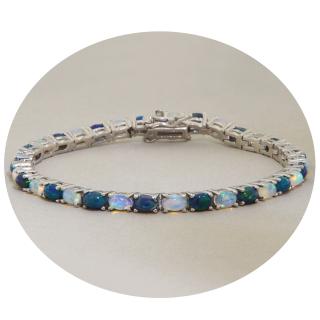Bratara Tennis Argint 925 Placat cu Rodiu Opal Etiopian Opal Negru Naturale - Farmec Subtil