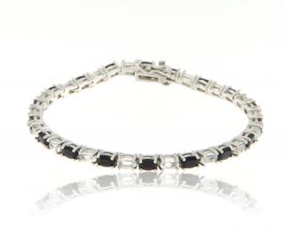 Bratara tennis Argint 925 Placat cu Rodiu Spinel negru Topaz Naturale - Eleganta si Contrast