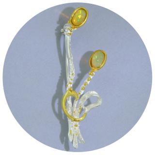 Brosa Argint 925 Accente Aurite Opal Natural - Spring Blooming