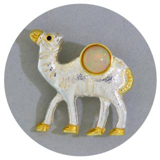 Brosa Argint 925 Accente aurite Opal Natural - Stralucire delicata