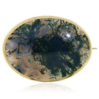 Brosa Aur Galben 14 k Agat de Muschi Natural - Natura si Armonie