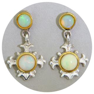 Cercei Argint 925 Accente Aurite Opal Natural - Eleganta Subtila si Luminoasa