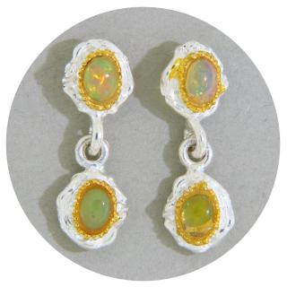 Cercei Argint 925 Accente Aurite Opal Natural - Stralucire Naturala si Eleganta