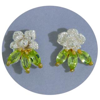 Cercei Argint 925 Accente Aurite Peridot Natural - Energie si Echilibru