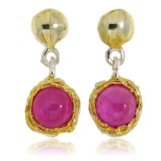 Cercei Argint 925 Accente aurite Rubin Natural - Eleganta si Pasiune