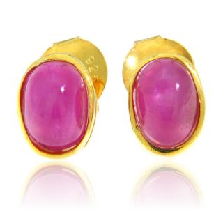 Cercei Argint 925 Accente aurite Rubin Natural - Lux si Iubire