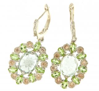 Cercei Argint 925, Pietre Naturale Ametist Verde Peridot Cubic Zirconia - Rafinament Luminescent