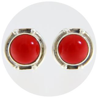 Cercei Argint 925 Stud Surub Coral Natural - Eleganta si Vibratie Marina