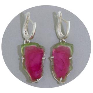 Cercei Argint 925 Turmalina Watermelon Natural - Eleganta si Culoare
