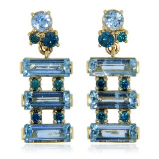 Cercei Aur 14 k Acvamarine Diamante Albastre Naturale - Lux si Feminitate