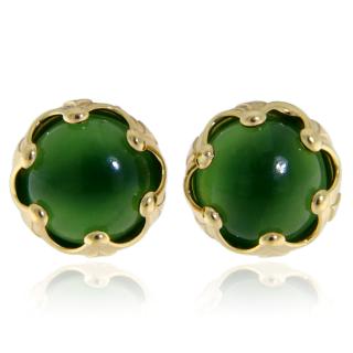 Cercei Aur 14 k Galben Jad Nefrit Natural - Armonie si Eleganta