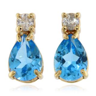 Cercei Aur 14 k Galben sau Alb Topaz Diamante Naturale - Stralucire Diafana