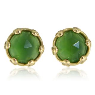 Cercei Aur 14 k Galben Stud Jad Nefrit Veritabil - Armonie si Protectie