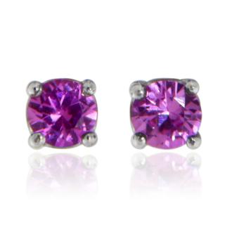 Cercei Aur Alb 14 k Stud Safire Roz Naturale - Delicatete si Rafinament