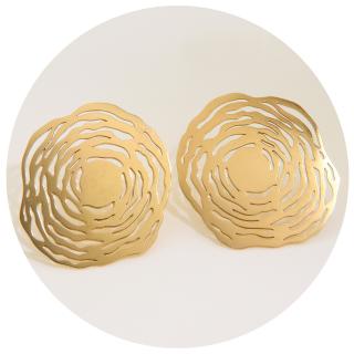 Cercei Aur Galben 14 k Flori Abstracte - Eleganta Moderna