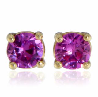 Cercei Aur Galben 14 k Stud Safire Roz Naturale - Eleganta Delicata