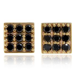 Cercei Aur Galben 14k 18 Diamante Negre Naturale - Eleganta si Mister