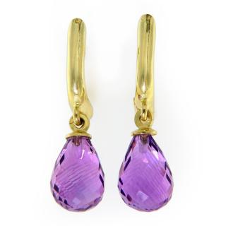 Cercei Aur Galben 14k Ametist Natural Briolete - Rafinament si Culoare