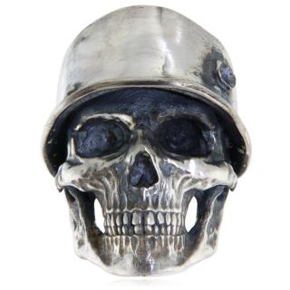 Ghiul Argint 925 Craniu Skull with Bullet in the Helmet - Forta si Curaj